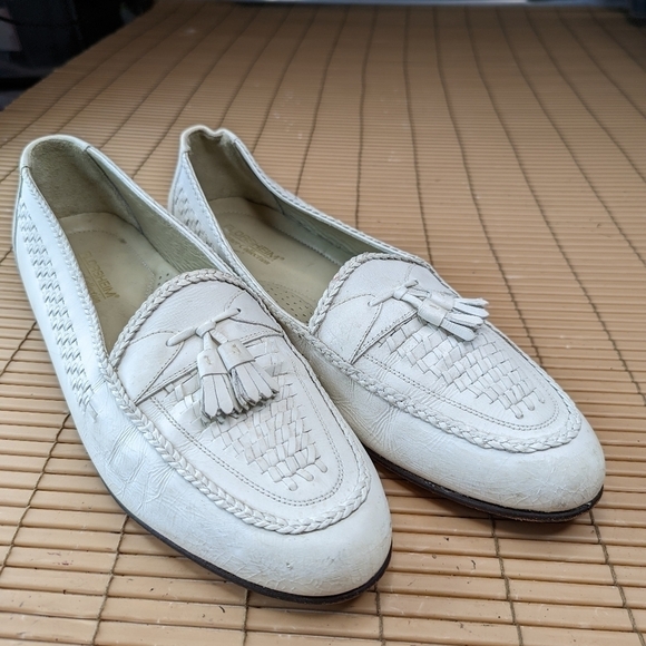 Vintage Florsheim Men\'s White Woven Leather Tassel Loafers Shoes Size 13D. 156pm main image 11
